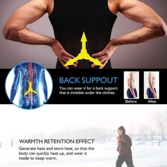 𝅺Men Shirt Hot Sweat Waist Trainer Black Men’s Sauna Vest - Picture 5 of 8